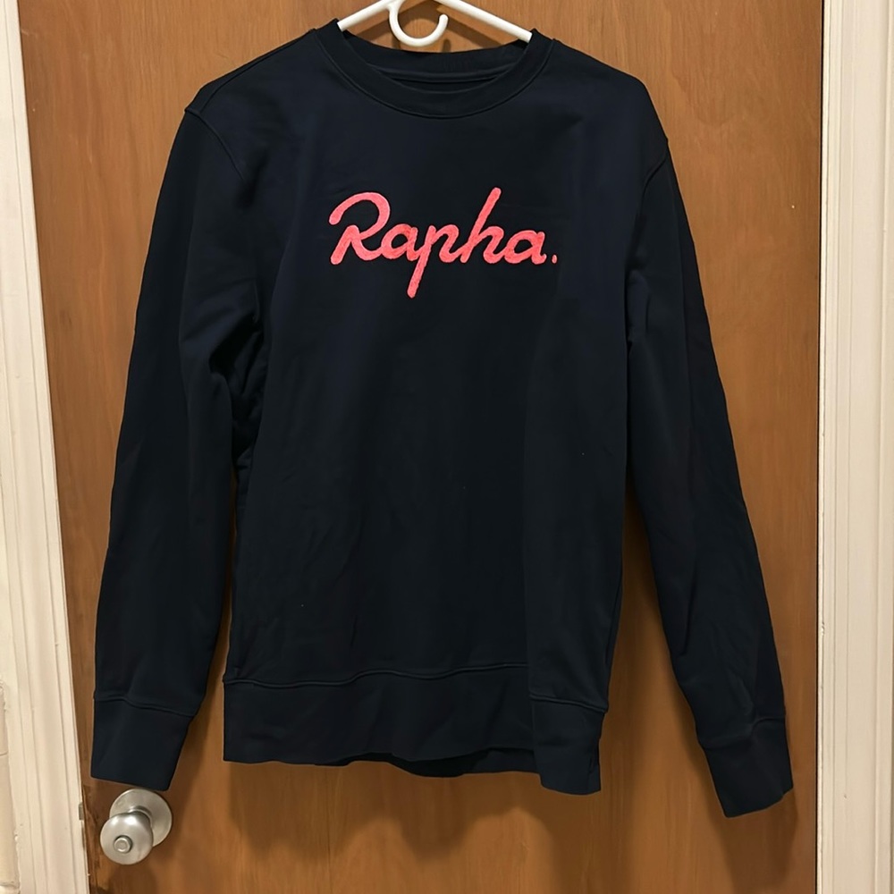 Rapha logo sweatshirt size L - dark navy w pink embroidery